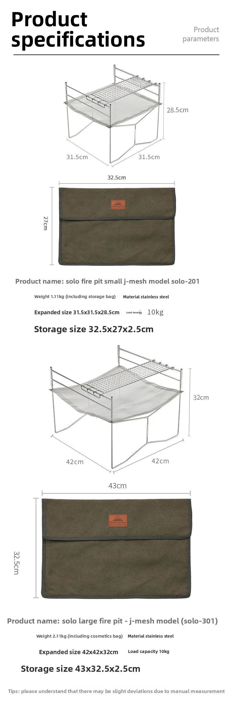 Outdoor Camping Heating Stove Campfire Stainless Steel Foldable Lightweight Grill with Grill Net Solo Fire Pit Wood Stove