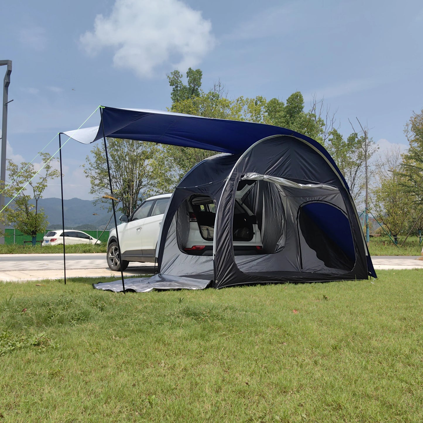 Add Raincover Car Tailgate Tent with Canopy,2 Person Tram Tent, Double Layer Trailer Tent,SUV Tent,car Rear air Conditional Tent