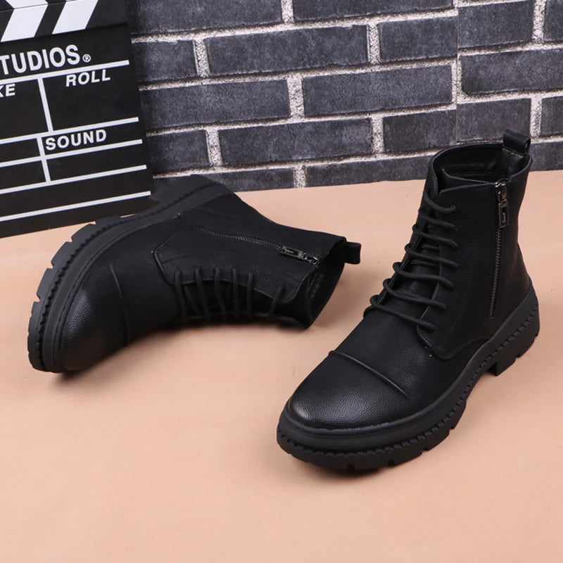 England style men fashion party banquet dress platform boots original leather shoes cowboy autumn winter boot motorcycle botas