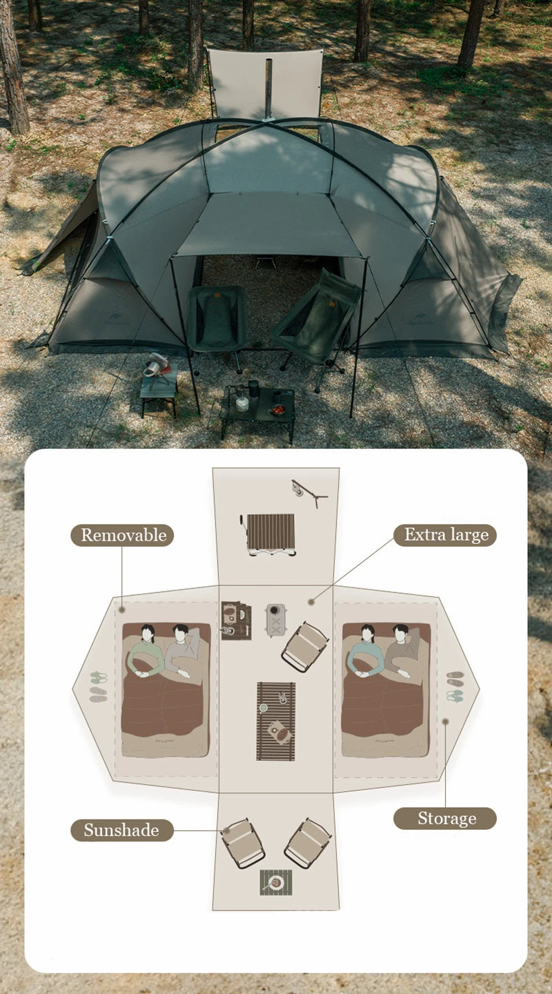 Naturehike Shandi 2.0 Tunnel Dome Tent for 4 Person Family Outdoor Camping Double Layers Waterproof 30D polyester Hiking Tents