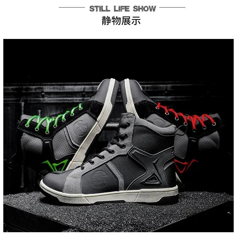 Motorcycle Shoes Men Motocross Boots Motobiker Racing Shoes Toe Cap Hardening Protective Cycling Shoes Summer Breathable Sneaker