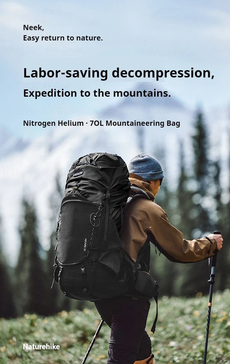 Naturehike 70L Hiking Backpack Outdoor Rainproof With Rain Cover Knapsack Climbing Shoulder Bag Travel Camping Rucksack Portable