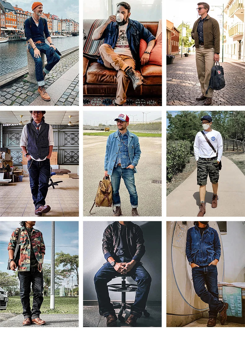 Maden First Layer Cowhide 8111 Ankle Boots Vintage Genuine Leather Paratrooper Motorcycle Boots Men's Fall Winter Casual Shoes