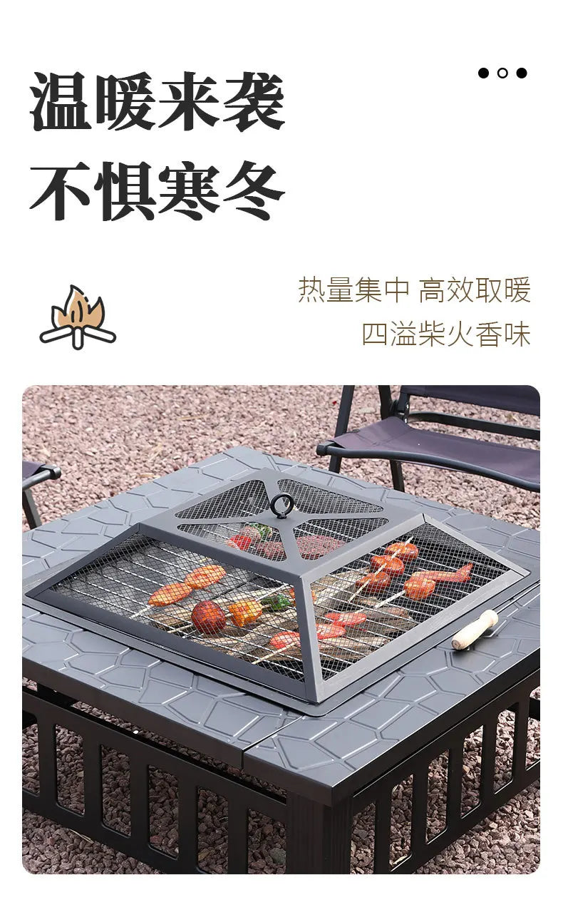 BBQ Grill Table Outdoor Garden Furniture Charcoal Heating Grill Patio Furniture Brazier