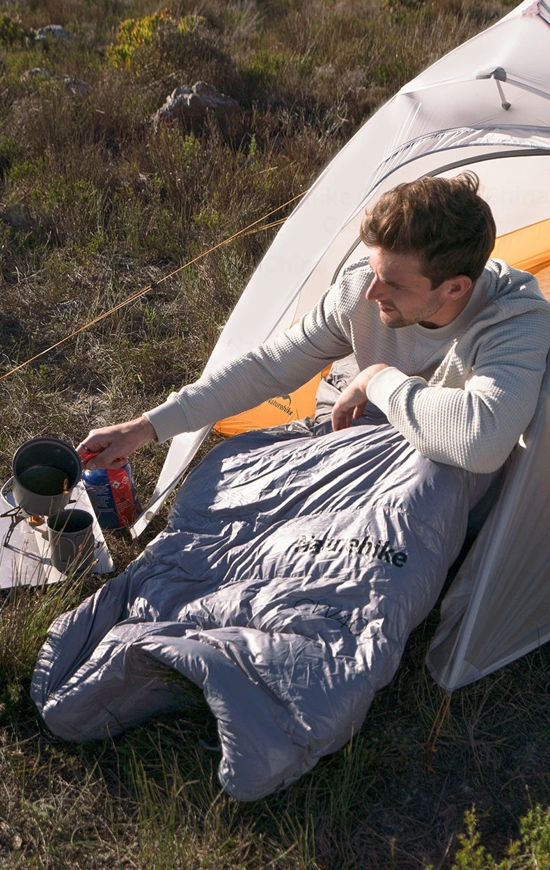Naturehike CW400 Sleeping Bag Winter 650FP Duck Down Hooded Hiking Sleeping Bag 20D Nylon Waterproof Ultralight Envelope Warm