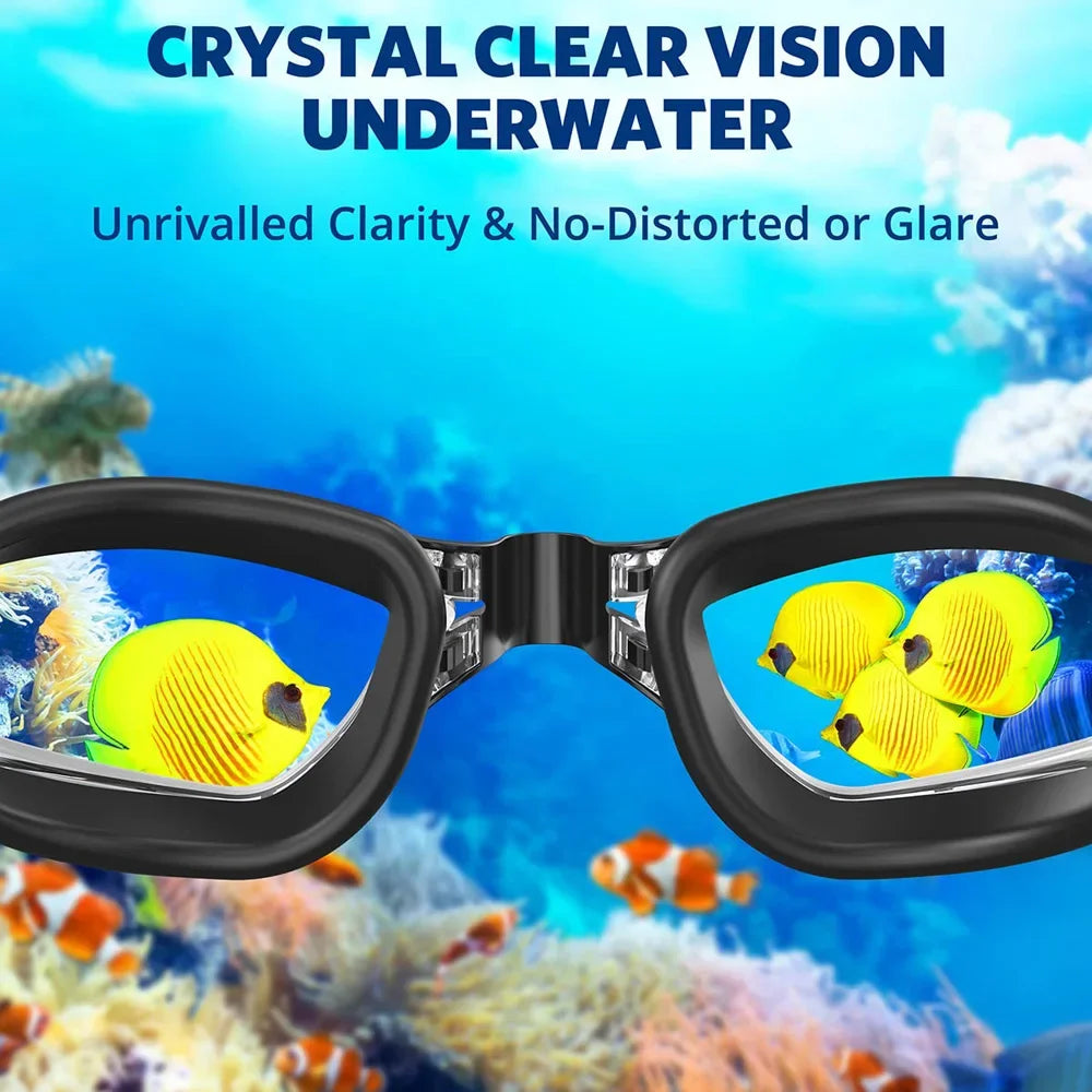 Professional Swimming Goggles Swim Glasses Anti-Fog Clear Vision Waterproof Quick Adjustable With earplug nose clip Eyewear