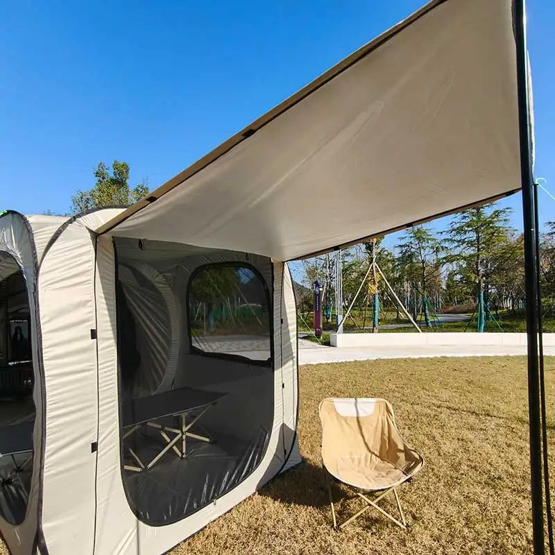 Pop-up SUV Camping Tent: 4 Person Instant Easy Setup Family Tent Connected to Vehicles to Achieve the Freedom of Heat&Cooling