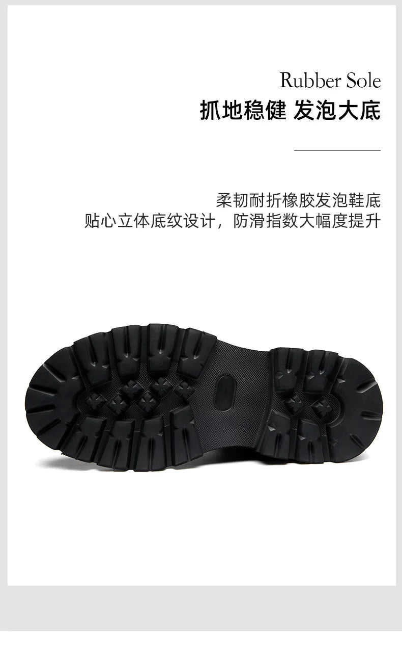 Motorcycle Boots Men Genuine Leather Retro Motorbike Ankle Boots Thick Soled Wear Resistant High Top Cowhide Shoes EU 38-44