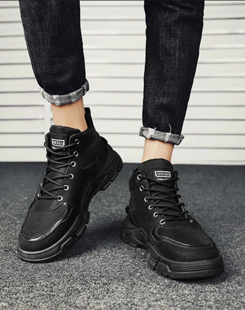 2024 Men's Boots Casual Shoes Winter Leather Designer Luxury Ankle Boots Platform Work Safety Shoe Sports Shoes Men's Boot Botas