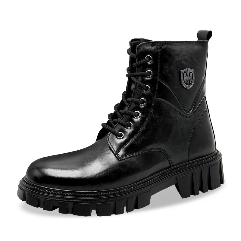 High Quality Brand Men's Leather Casual Shoes Outdoor Workwear Shoes Thick Soled Wear-resistant Men's Motorcycle Boots Handsome