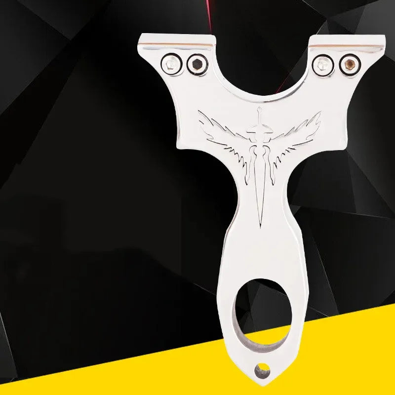 New Stainless Steel CNC Wire-cut Slingshot Exquisitely Carved Patterns High-quality Shooting Catapult Set with Rubber Band
