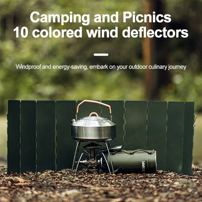 10 Plates Foldable Gas Stove Windshield Outdoor Camping Picnic Cooking Burner Windproof Screen Camping Outdoor Stove Wind Shield