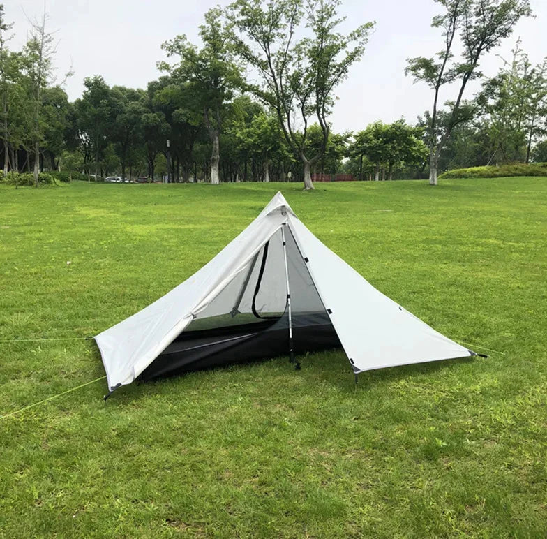 1 Person Ultralight Hiking Camping Tents Backpacking Pyramid Tent Portable Dual Layer Rainproof Rodless Pyramid 4 Season Tent