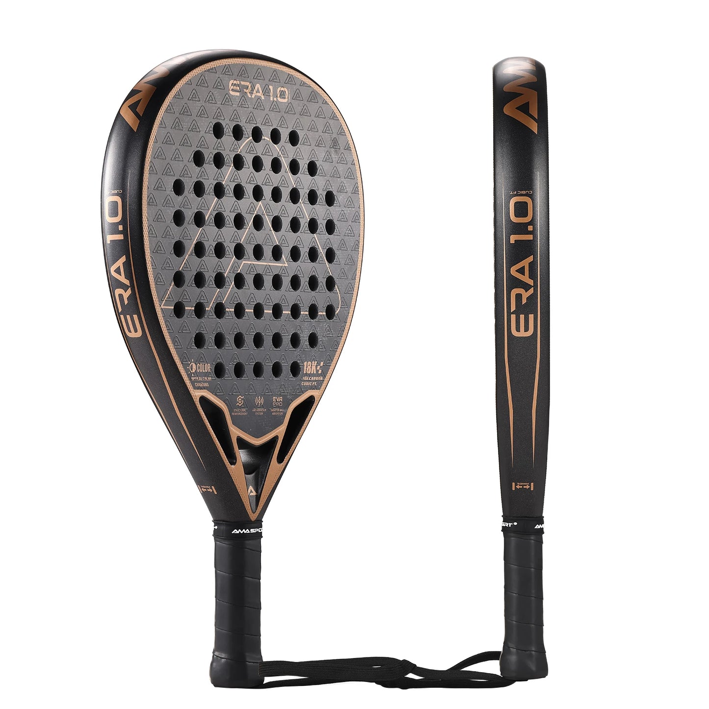 AMASPORT Padel Racket Cubic 18k/Ti Carbon 3D-Textured Surface Padel Tennis Racquets for High-level Players