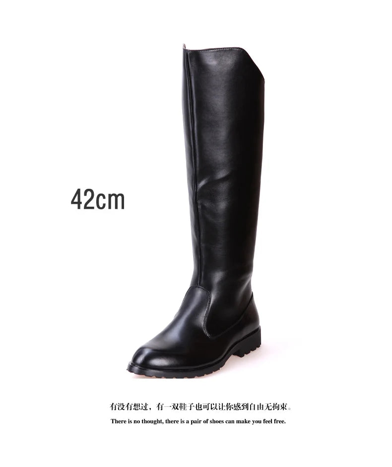 men luxury fashion high knight boots original leather shoes stage nightclub dresses long cowboy boot motorcycle botas masculinas