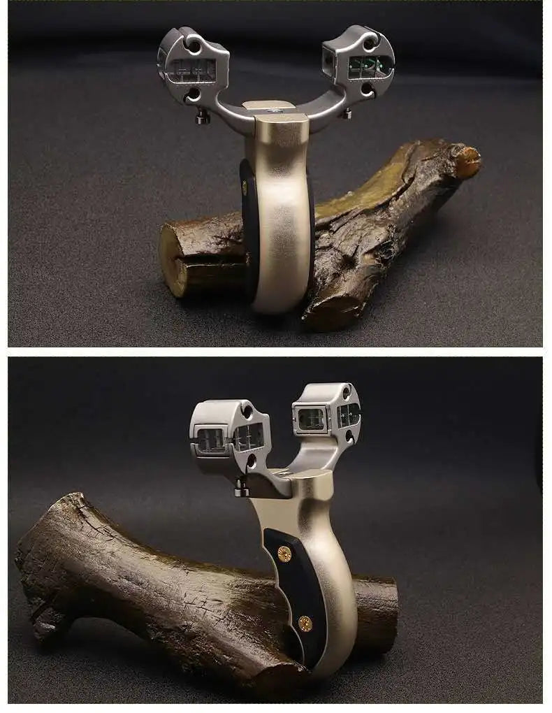Precision Outdoor Hunting Slingshot Titanium Alloy Adjustable Sight Catapult Round Flat Rubber Band Card Ball Sling Shooting Toy