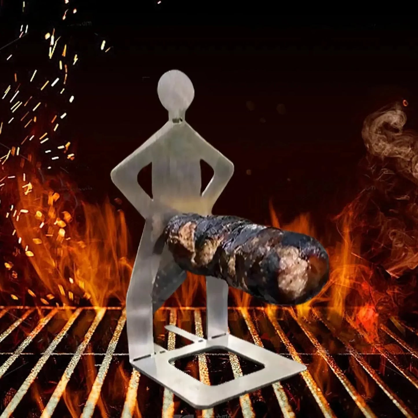 Stainless Steel Funny BBQ Sausage Holder Humanoid Grill Rack for Hot Dogs Portable Camping Picnic Essential with Humorous Design