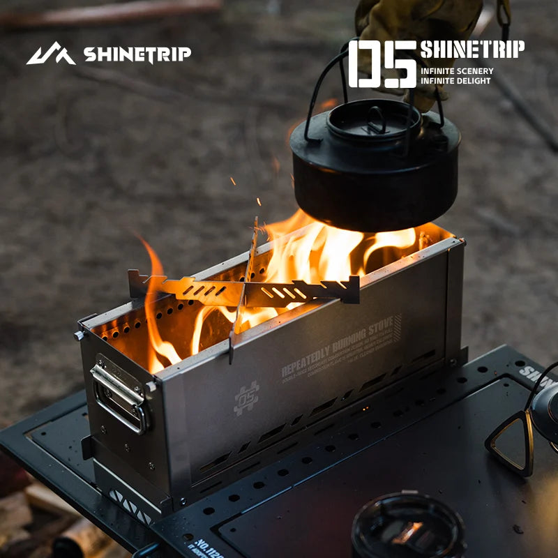Outdoor Camping Second Burner Stove ShineTrip Thickened Stainless Steel Multifunctional Collapsible Portable IGT Half Unit Grill