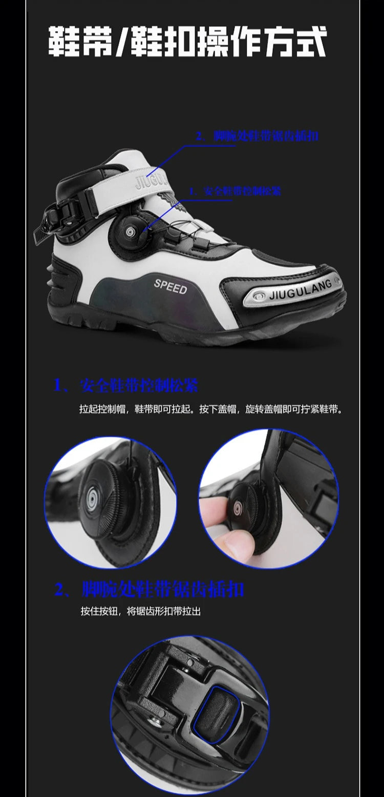 Men Motorcycle Boots Outdoor Riding Anti-slip Winters Sneakers Shoes Bicycle Mountain Racing Ankle Length Women Racing Shoes