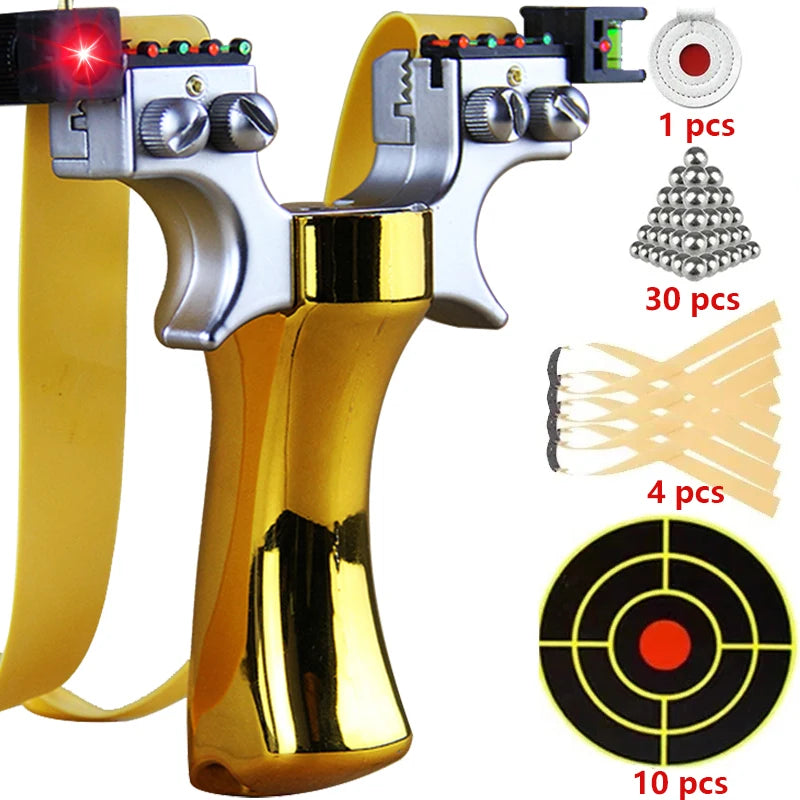 High Precision Slingshot with Laser Spirit Level Fast Press Bow Catapult Outdoor Sports Hunting Accessories Sling Shot Рогатка