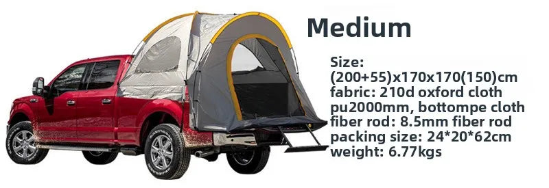 Portable Rainproof Camping Tent, Folding Fishing Tail Tent, Car Pickup Truck Tent