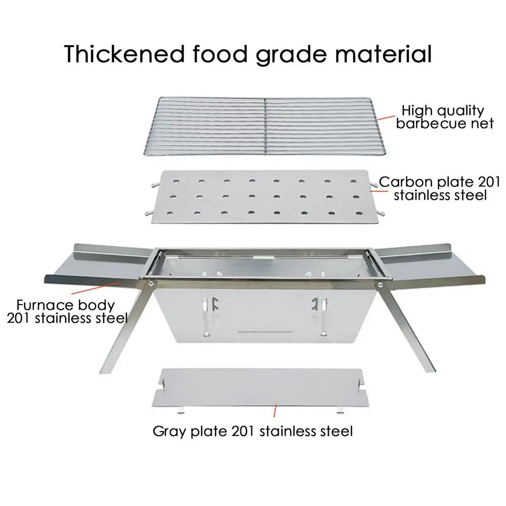 Portable Outdoor Camping Folding stove stainless steel Barbecue brazier charcoal barbecue smokeless folding barbecue stove