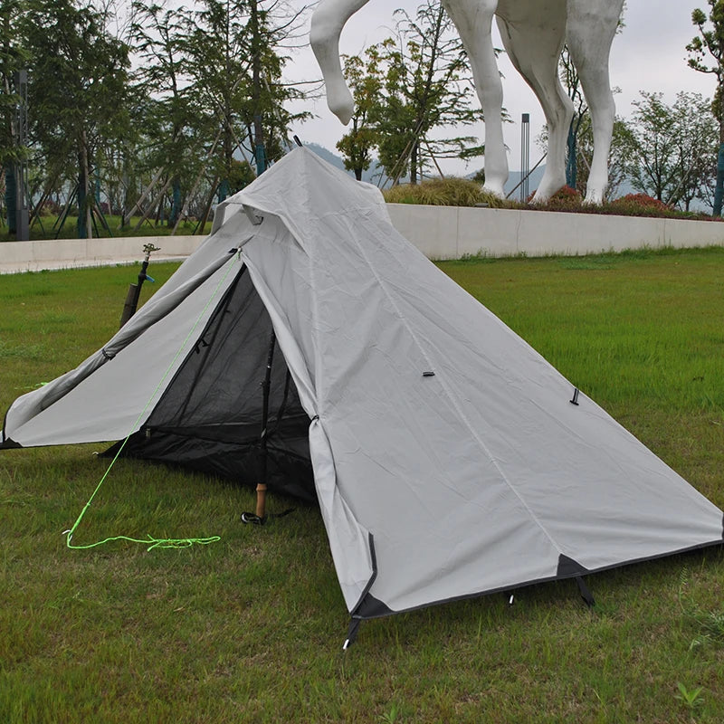 Ultralight Outdoor Backpacking Camping Tent, Trekking Pole Tent, Lightweight Poleless Tent, Waterproof, 1-2 Person, NO POLE