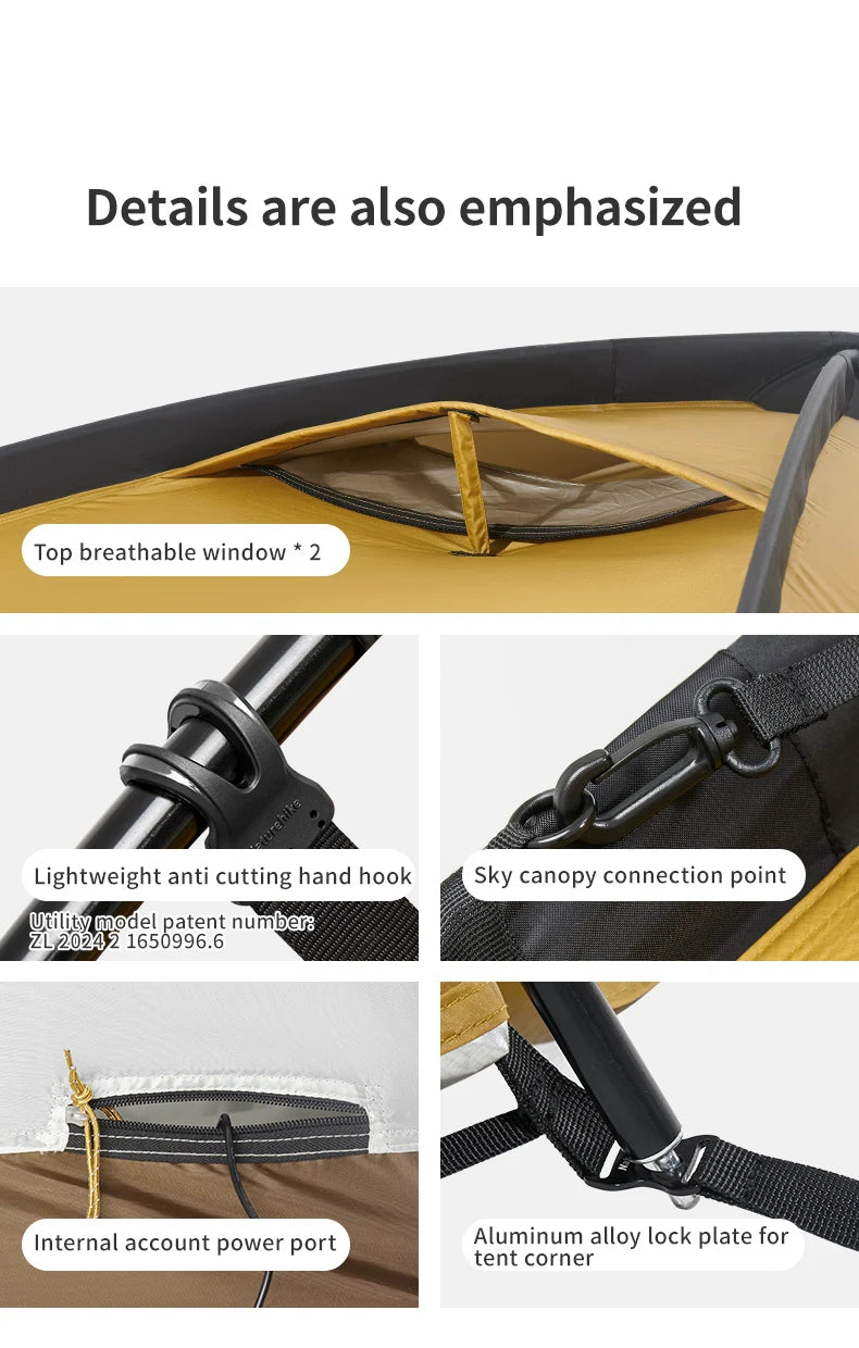 Naturehike Outdoor 4-6 Person Camping Dune 10.9 Tent One Bedroom One Living Room Hiking Tent 75D Nylon Camping Tents Canopy