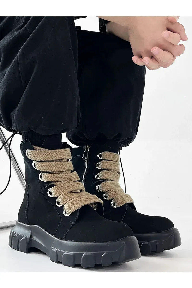Autumn Motorcycle men Ankle Boots Street Goth Platform Rock Chunky Heels Punk Designer Shoes Knight Short Boots Woman Winter