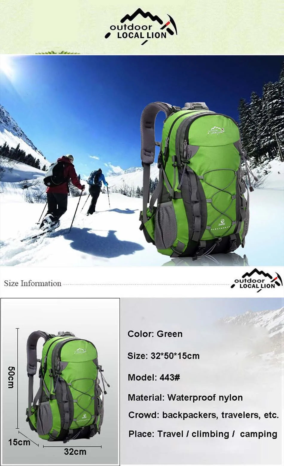 1Pcs Outdoor Sport Bag LOCAL LION 40L Backpacks Travel Bag Men Waterproof Rucksack Backpack