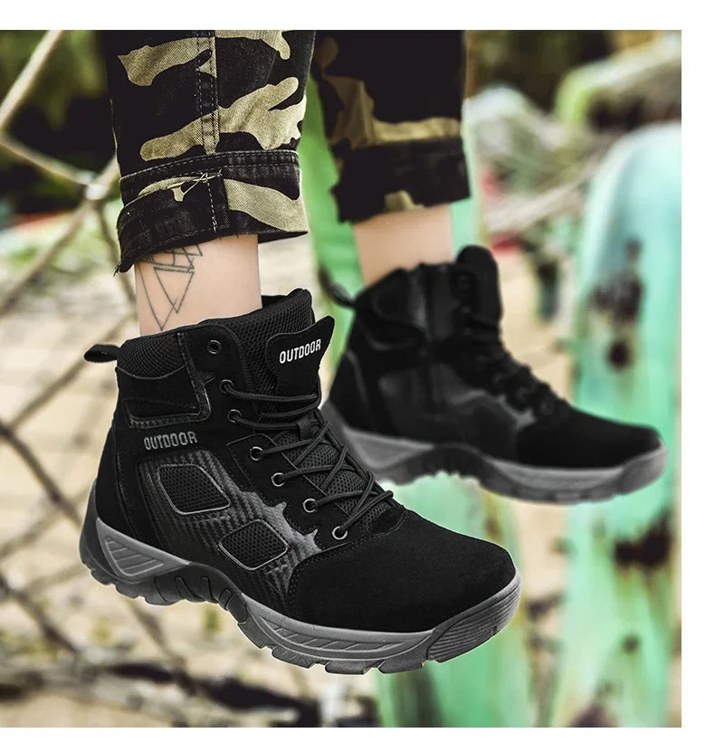 2024 New Tactical Mens Desert Combat Boots Work Safty Shoes Leather Boots Waterproof Ankle Boot Men's Hunting Shoes Size 47