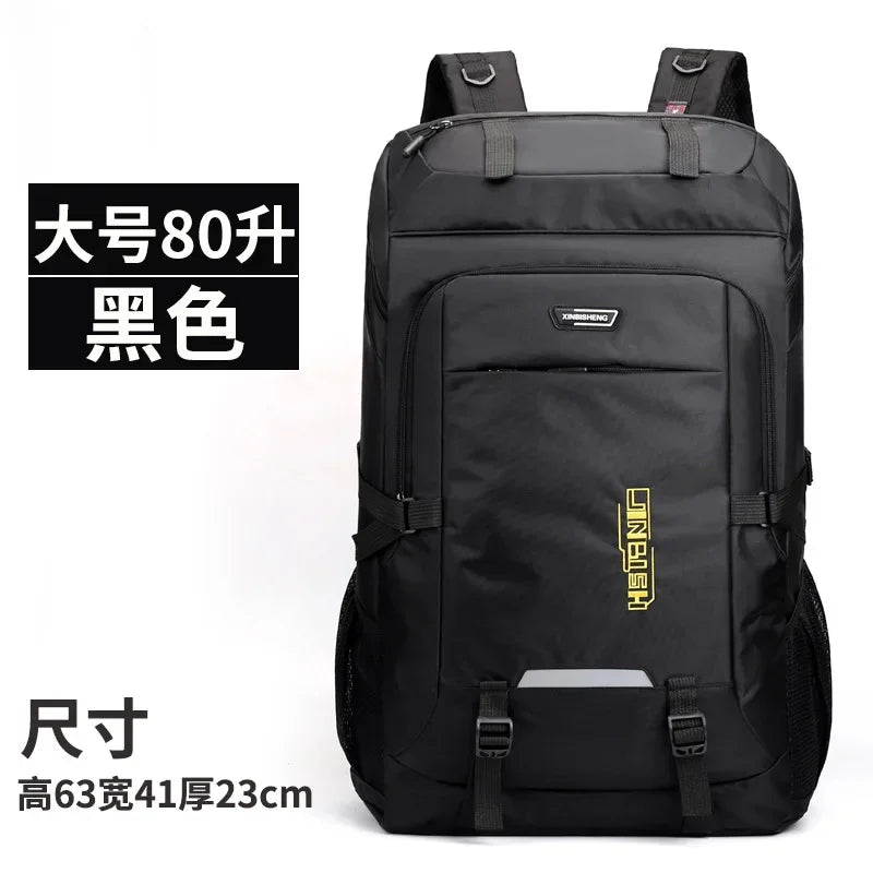 60L 80L Hiking Camping Backpack Nylon Waterproof Large Capacity Luggage Rucksack Men Women Outdoor Climbing Travel Sports Bag