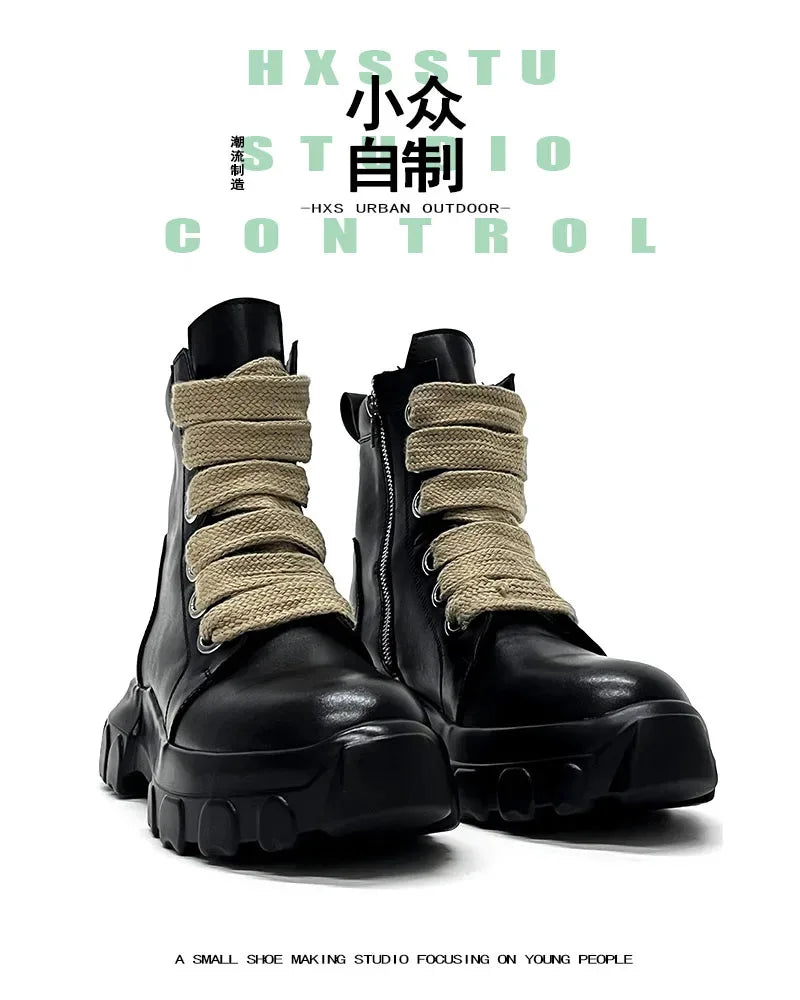 Autumn Motorcycle men Ankle Boots Street Goth Platform Rock Chunky Heels Punk Designer Shoes Knight Short Boots Woman Winter