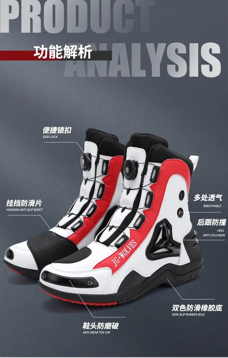 Non-slip  Motorcycle Protective Rubber Soles Boots Casual Motorcycle Boots Men's Leather Boots Motorcycle Riding Shoes