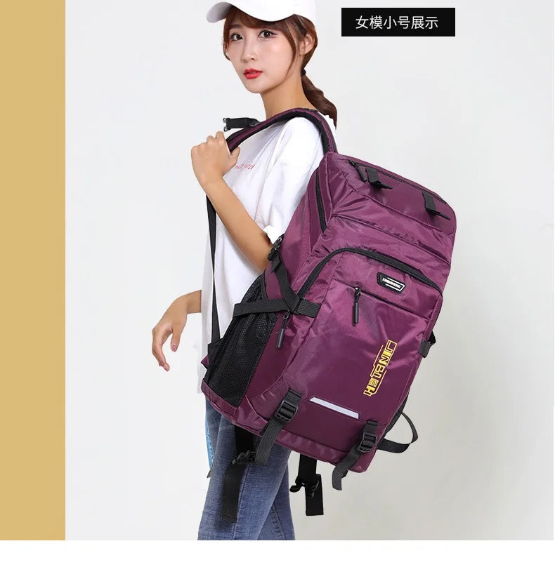60L 80L Hiking Camping Backpack Nylon Waterproof Large Capacity Luggage Rucksack Men Women Outdoor Climbing Travel Sports Bag