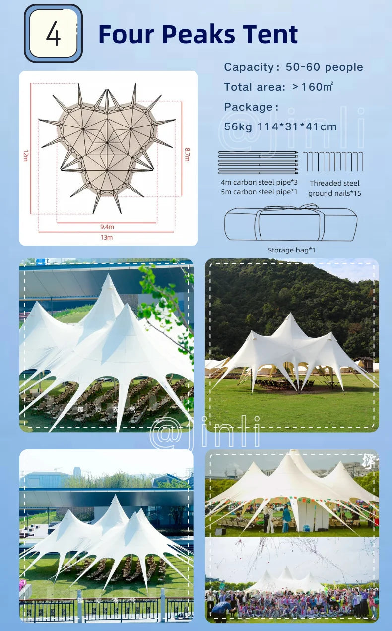 Single Double Pole Star Canopy Tents Octopus Canopy Thicken 900D Oxford Cloth Shape Stretch Canopy Outdoor Peaks Starshade Tents