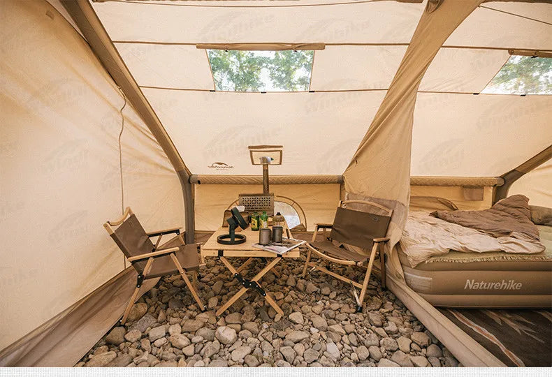 Naturehike Air Cabin Tent Inflatable Wall Camping Tent for 2-4 Person Family Group Travel Camping House Two Rooms Aluminum Alloy