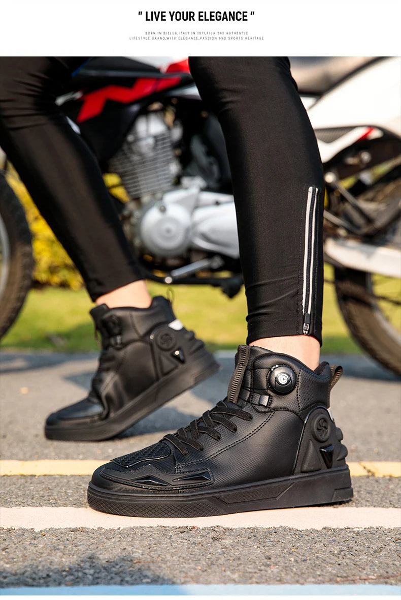 New Men's Motorcycle Shoes Outdoor Breathable Waterproof Men Motorcycle Boots Motos and Bike Riding Ankle Boot Motocross Shoes