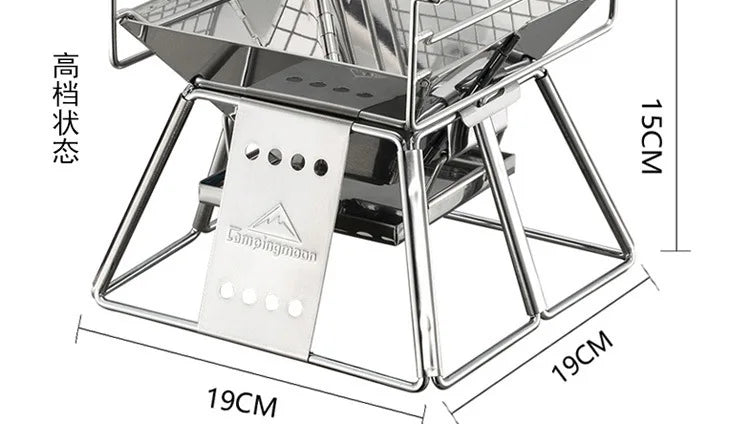 Mini Camping BBQ Grill Stove Campingmoon X-mini Portable BBQ Rack Charcoal Stove