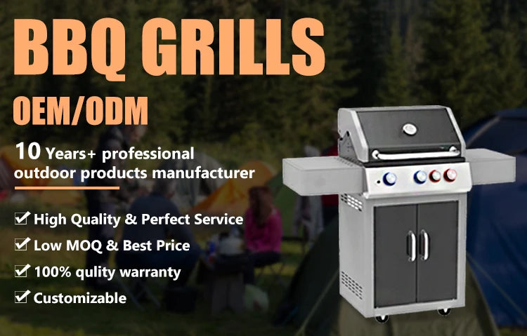 Outdoor Barbecue Charcoal Spcc With Black Orange Peel Powder Coating Electric Pellet Grills Garden Commercial BBQ Grill