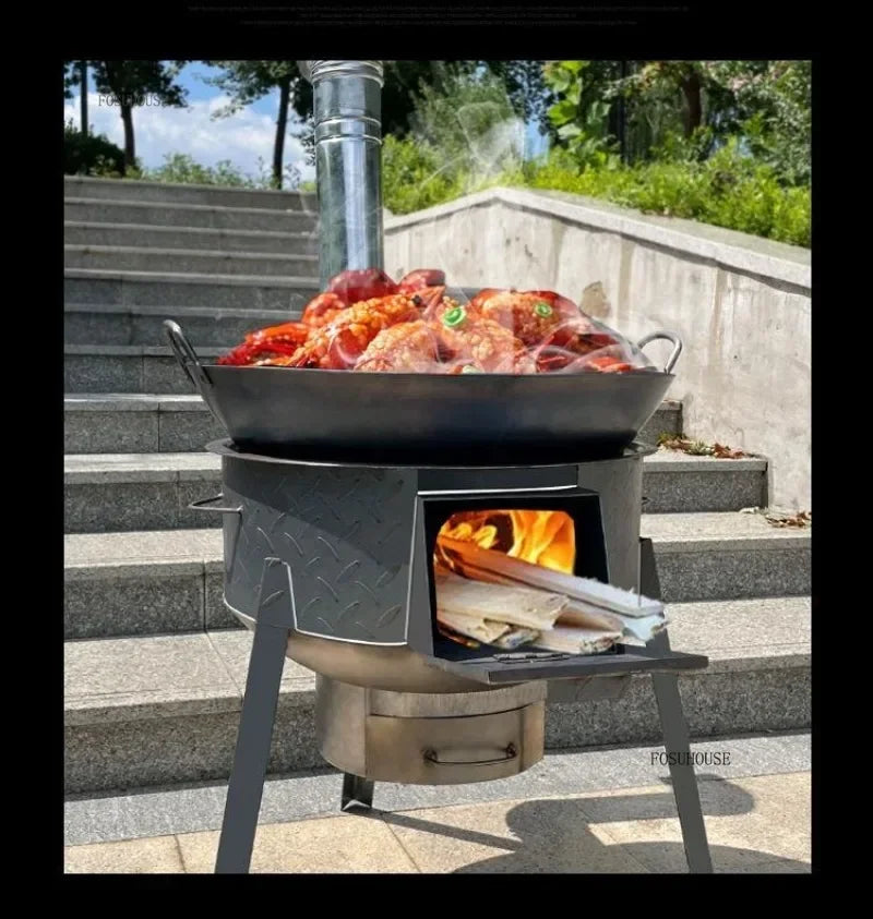 Chimeneas Camping Fire Pit Outdoor Grill Stand Camping Stove Heating Wood Fire Stove Household Rural Portable Brazier Stove