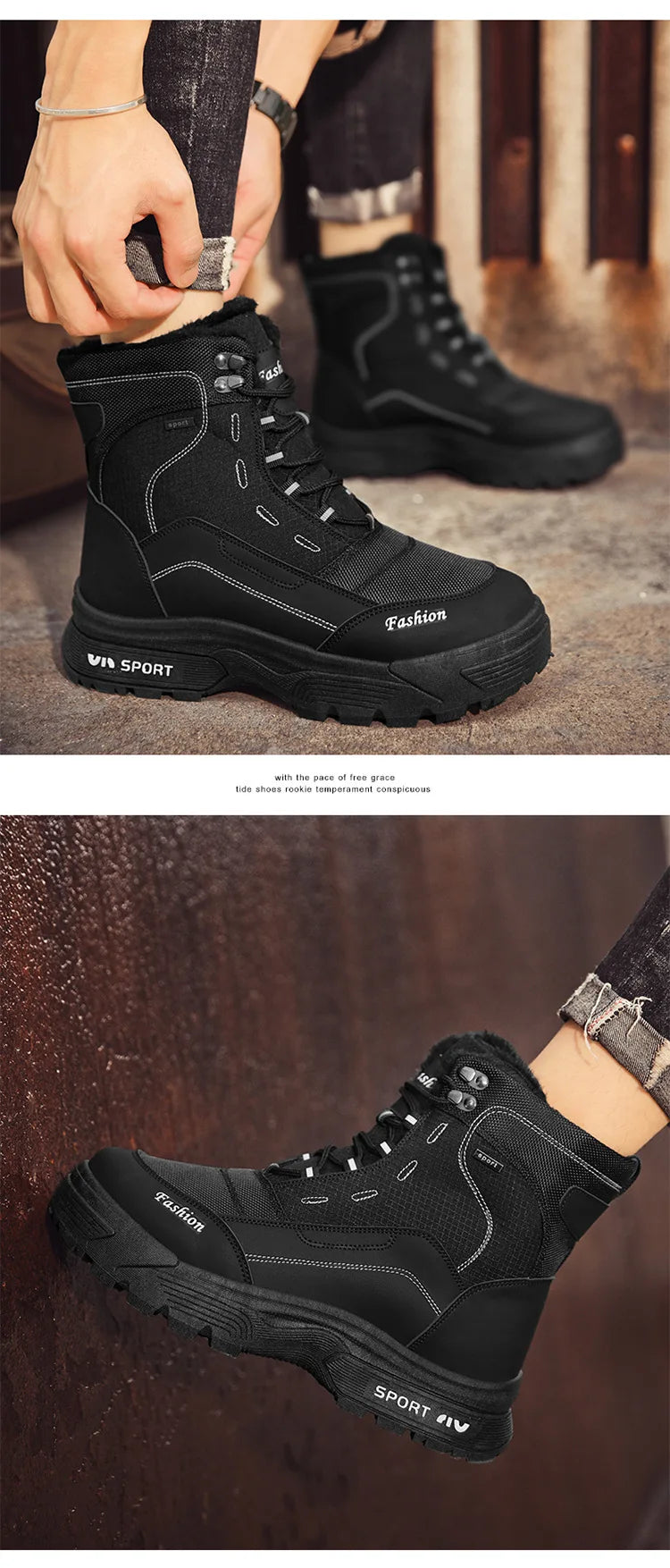 Winter Warm Men Boots Platform Boots High Top Men's Cotton Shoes Non-slip Working Ankle Boots for Men 2024 Short Plush Snow Boot