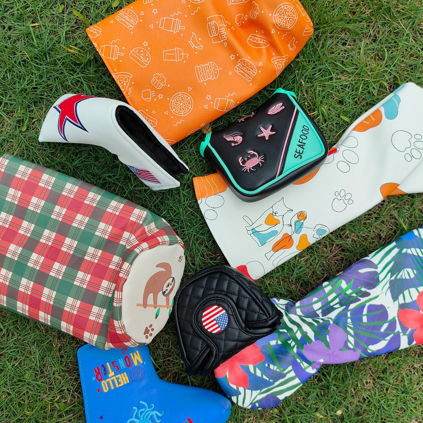 Golf Headcovers 1 Driver Covers Polyester Golf Club Head Cover Waterproof Black Velvet Lining Printing Accessories Soft Durable