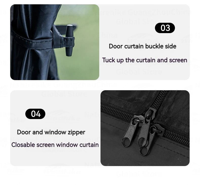 Naturehike BLACKDOG Automatic One-touch Tent Quick Open Two Door Four Window Camping Outdoor Black Coated Waterproof Thickened