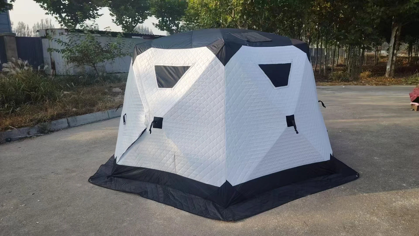 YOUSKY Winter Fishing Tent, Thickened Hexagonal Design, 3-4 Person, Quick Opening Cotton Camping Tent for Ice Fishing