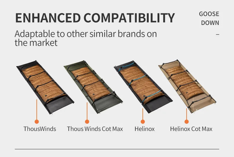 Thous Winds Camping Cot Down Winter Waterproof Sleeping Bag Down Camping Cot Down Backing Fit with Helinox Cot Camping Supplies