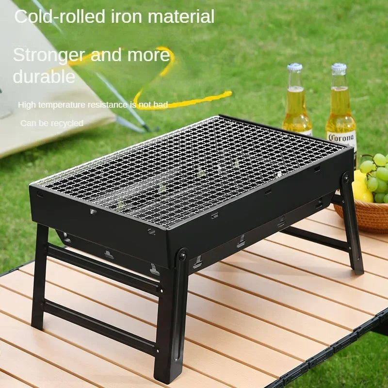 Collapsible BBQ Grill Outdoor Portable Charcoal Fire Pit Full Set no Smoke Carbon Roast Meat for Home