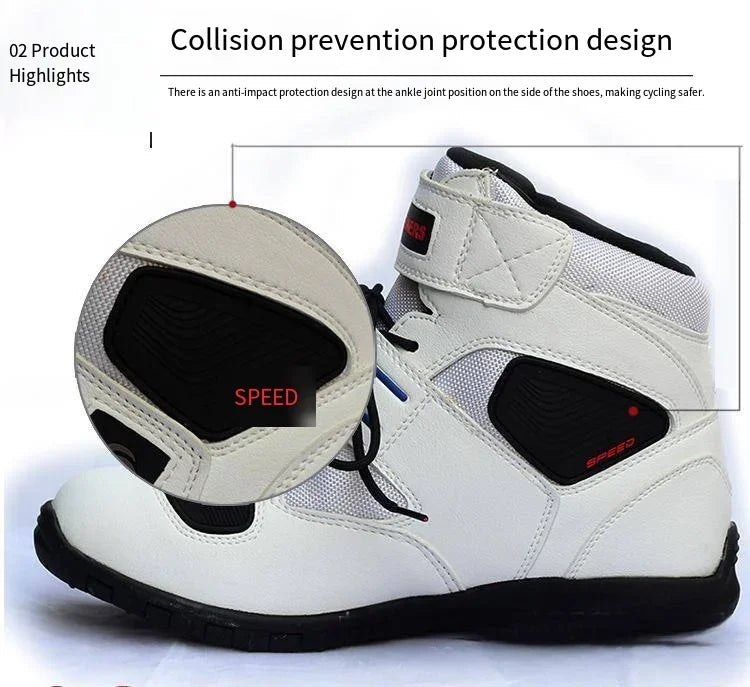 Motorcycle Fall Prevention Boots High Ankle Racing Boots Leather Race Motocross Motorbike Riding Boots Shoes for Women Men Shoe