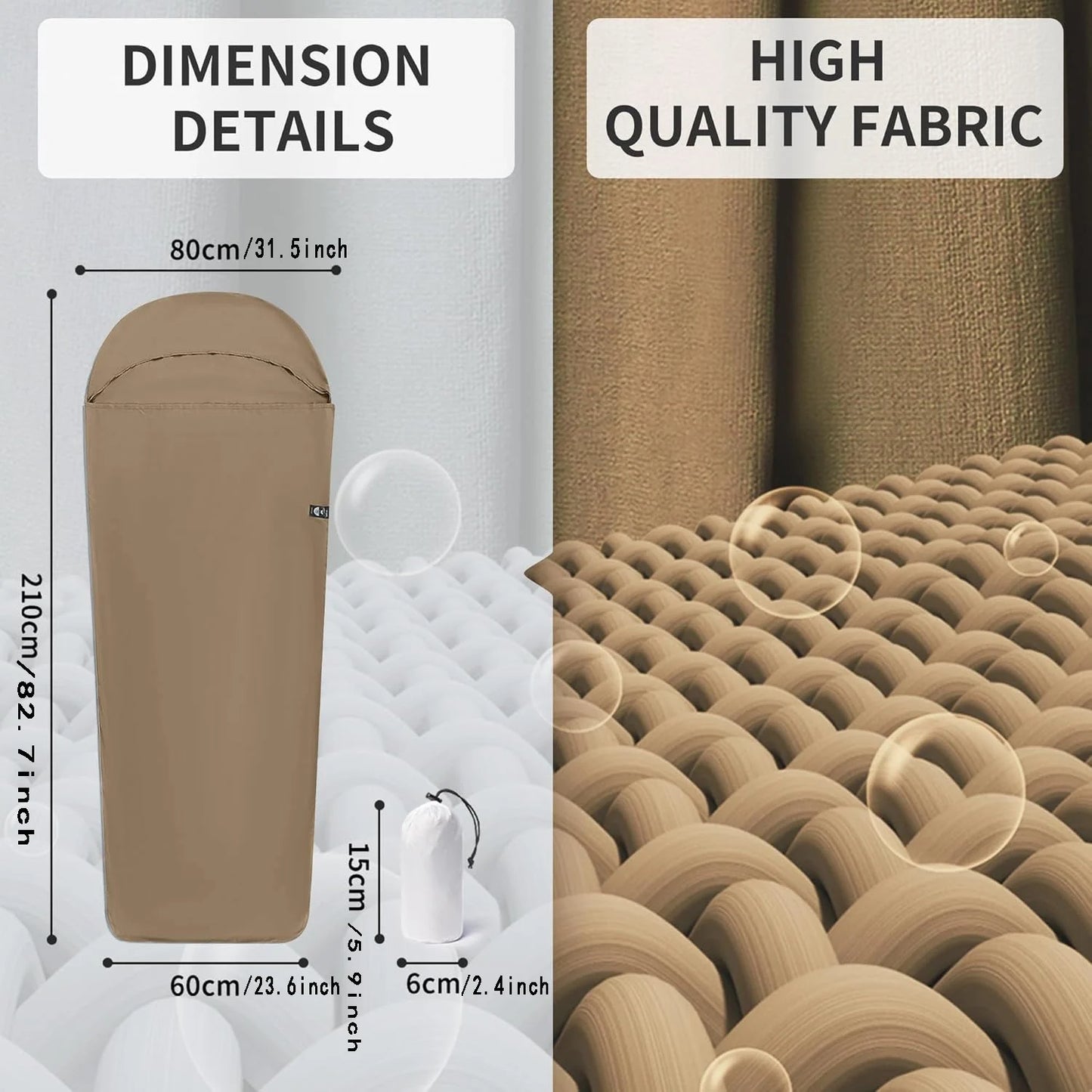 1 PC Ultra Lightweight Washable Sleeping Bag With Lightweight Adult Travel Bed Sheet Lining For Camping Hotels And Youth Travel