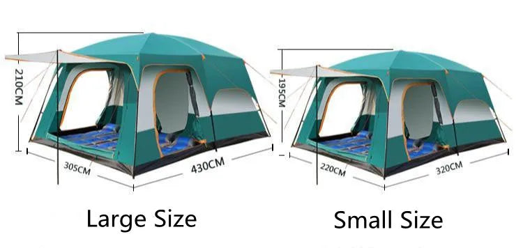 Outdoor Camping Tent Portable Rainproof Mosquito Proof Double Layer Tent 3-5 People One Bedroom One Hall Small Size Tent